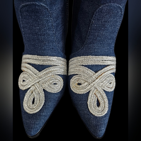 Cape Robbin Denim Ankle Boots with Silver Accents - Picture 5 of 11